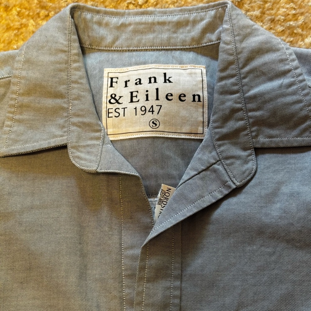 NEW Frank & Eileen Boyfriend Cotton Button-Up Shirt in Grey Oxford - Picture 5 of 5